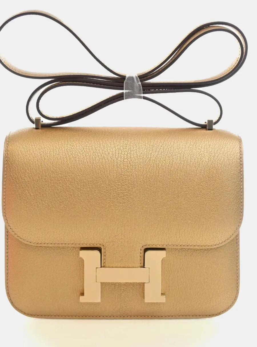 Hermes Constance 18 Bronze Dore Chevre Chamkila Leather Shoulder Bag