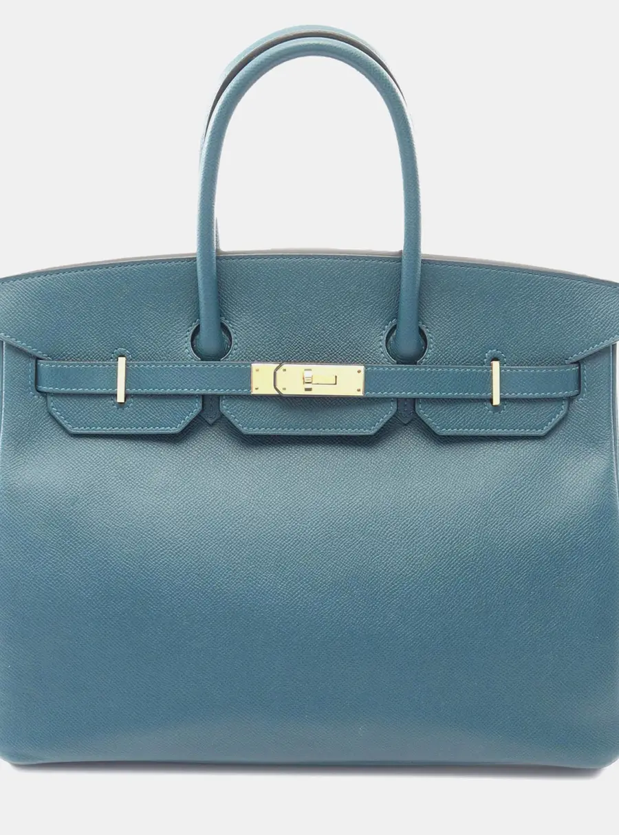 Hermes Birkin Retourne 35 Malachite Epsom Leather Top Handle Bag