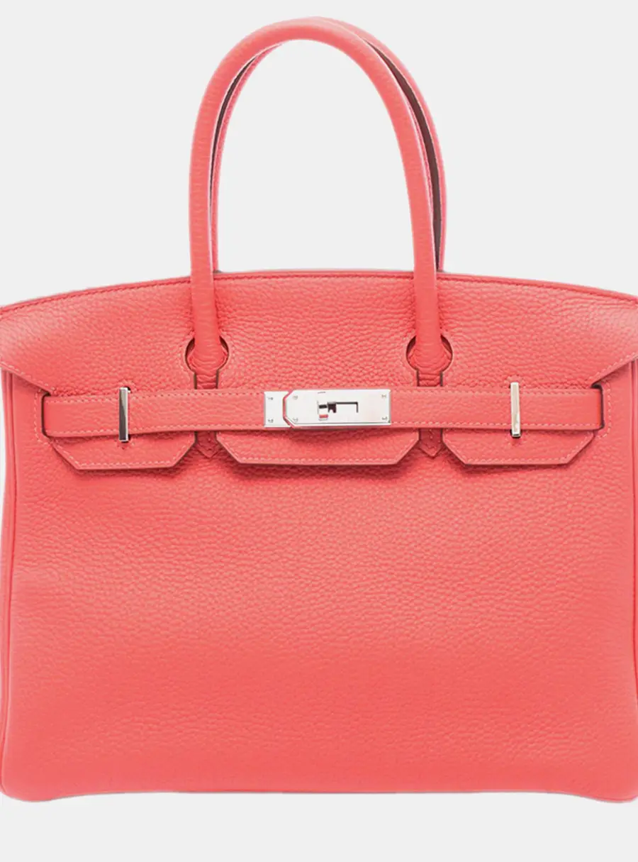 Hermes Birkin 30 Red Togo Calfskin Leather Top Handle Bag