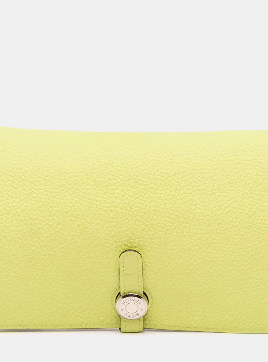 Hermes Dogon Duo GM Yellow Togo Calfskin Leather Wallet Bag