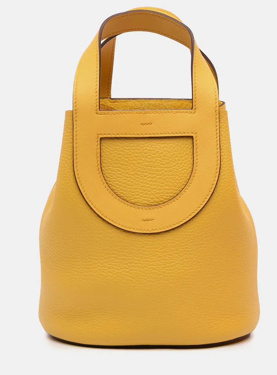 Hermes In The Loop 18 Jaune Bourgeon Clemence Leather Swift Leather Top Handle Bag