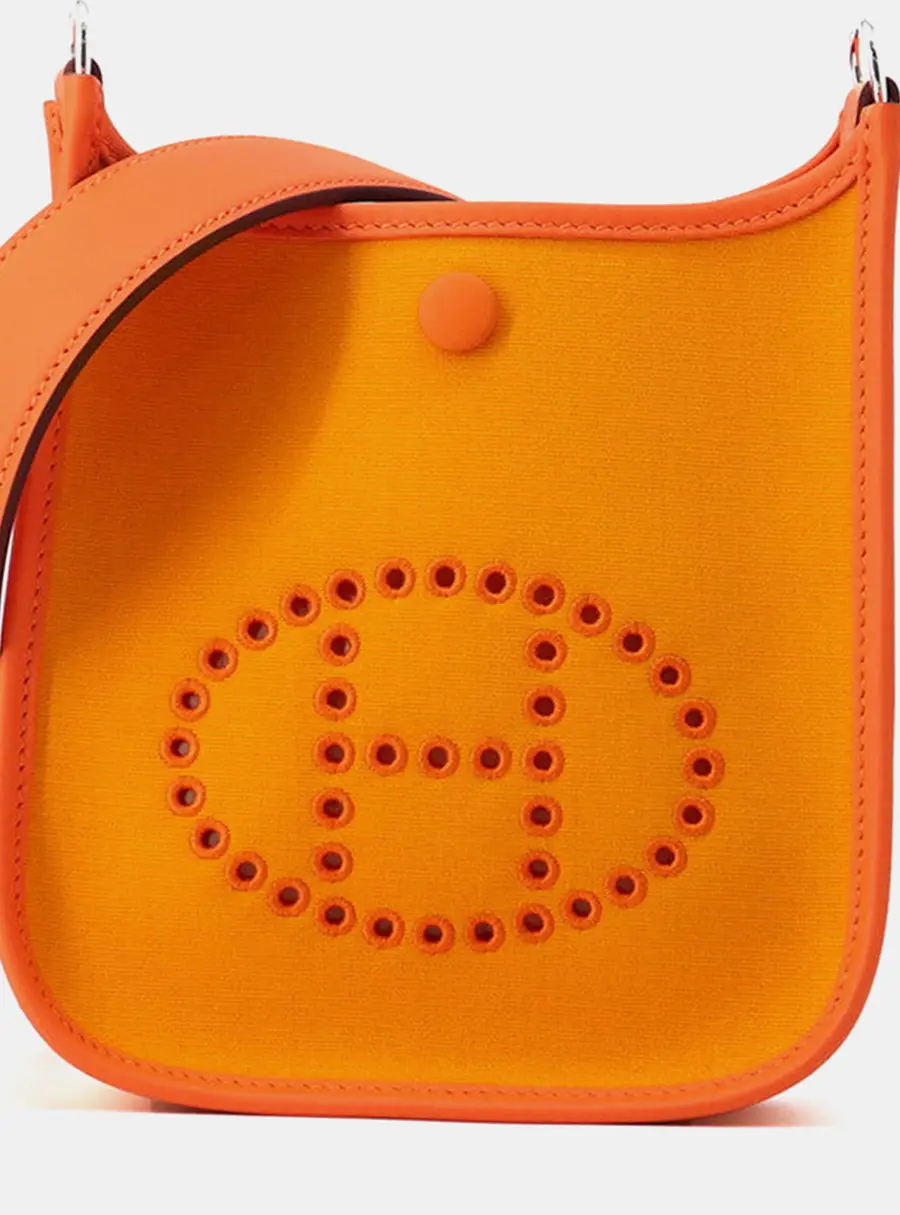 Hermes Evelyne TPM Jaune D'Or Toile Officier Swift Leather Crossbody Bag