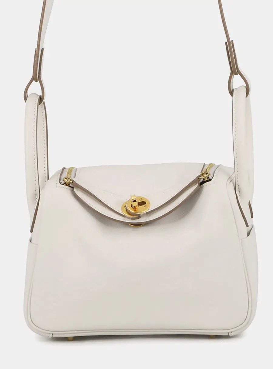Hermes Lindy Verso Mini Gris Perle Gris Meyer Swift Leather Top Handle Bag