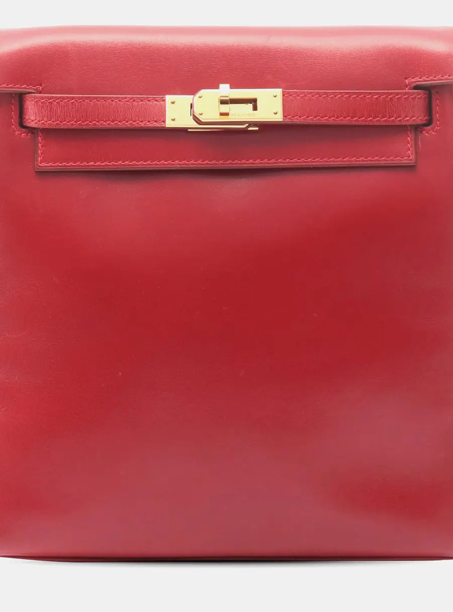 Hermes Kelly Ado Red Calfskin Leather Backpack Bag