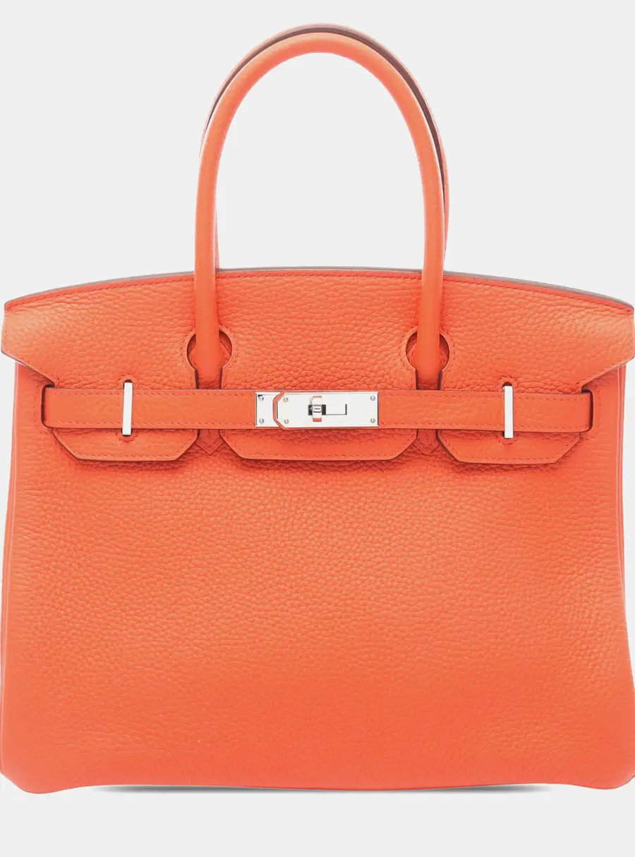 Hermes Birkin Retourne 30 Orange Togo Calfskin Leather Top Handle Bag