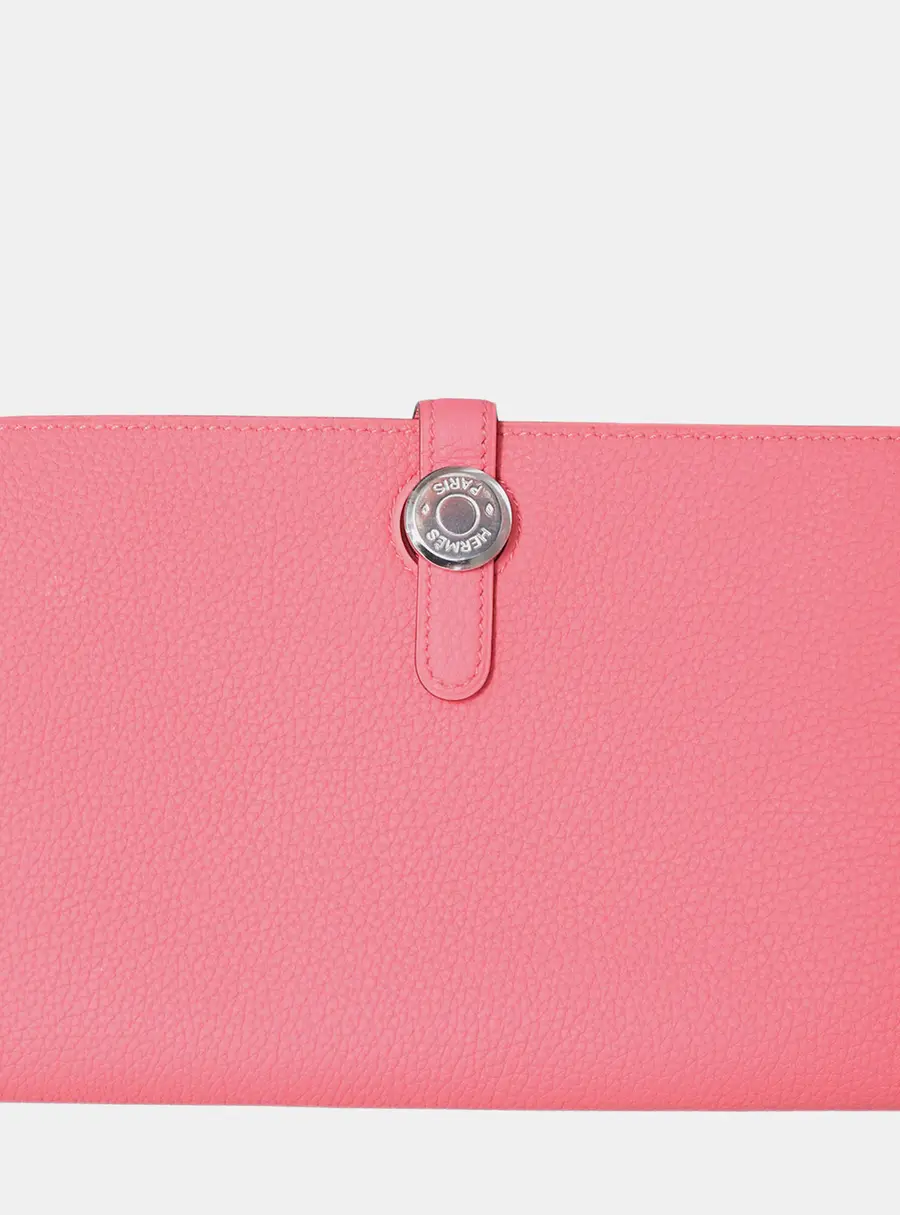 Hermes Dogon Duo Rose Lipstick Togo Calfskin Leather Wallet