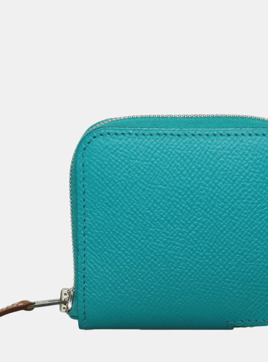 Hermes Silk'in Change Purse Vert Verone Epsom Leather Pouch Bag