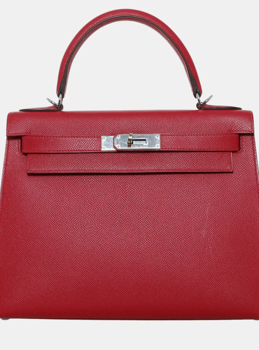 Hermes Kelly 28 Rouge Casaque Epsom Leather Top Handle Bag