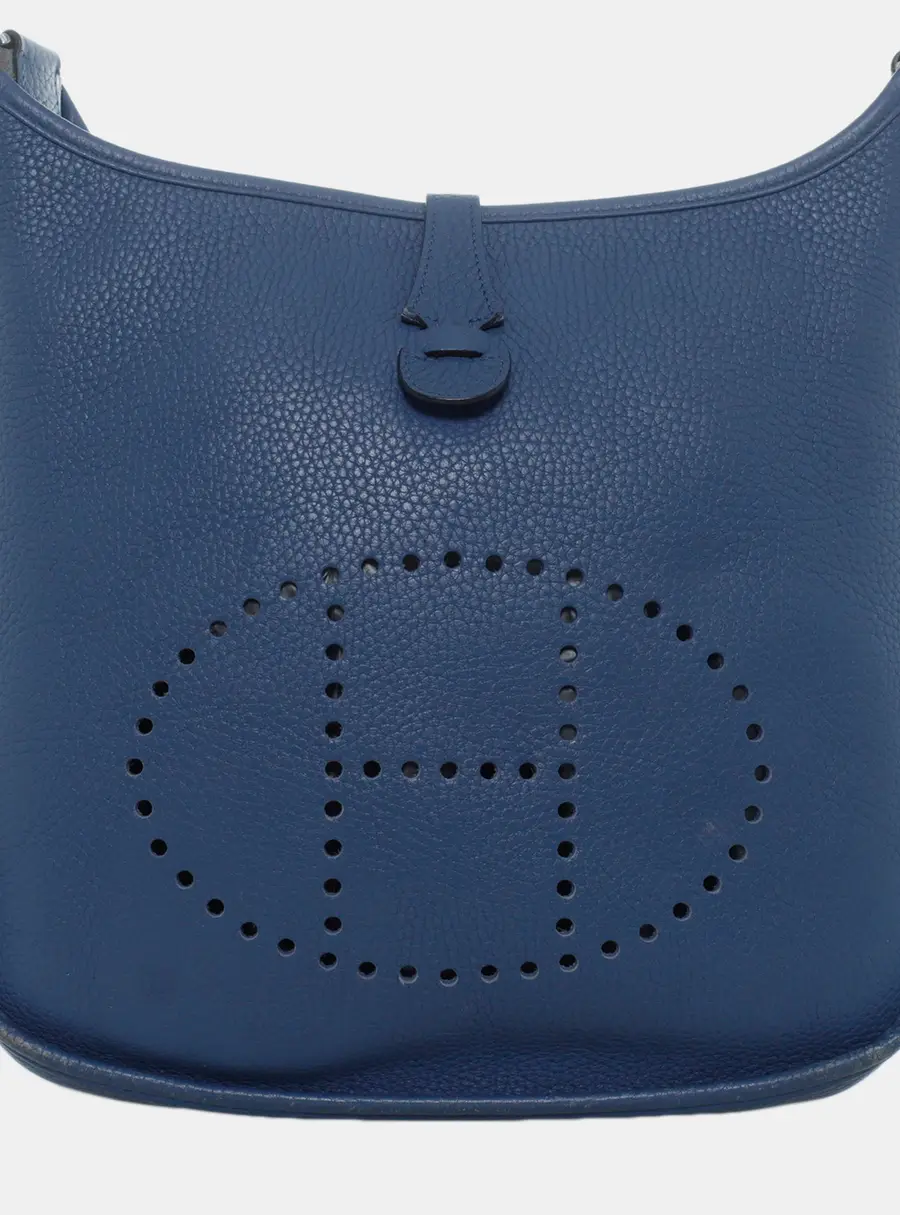 Hermes Evelyne PM Blue Jean Clemence Leather Shoulder Bag