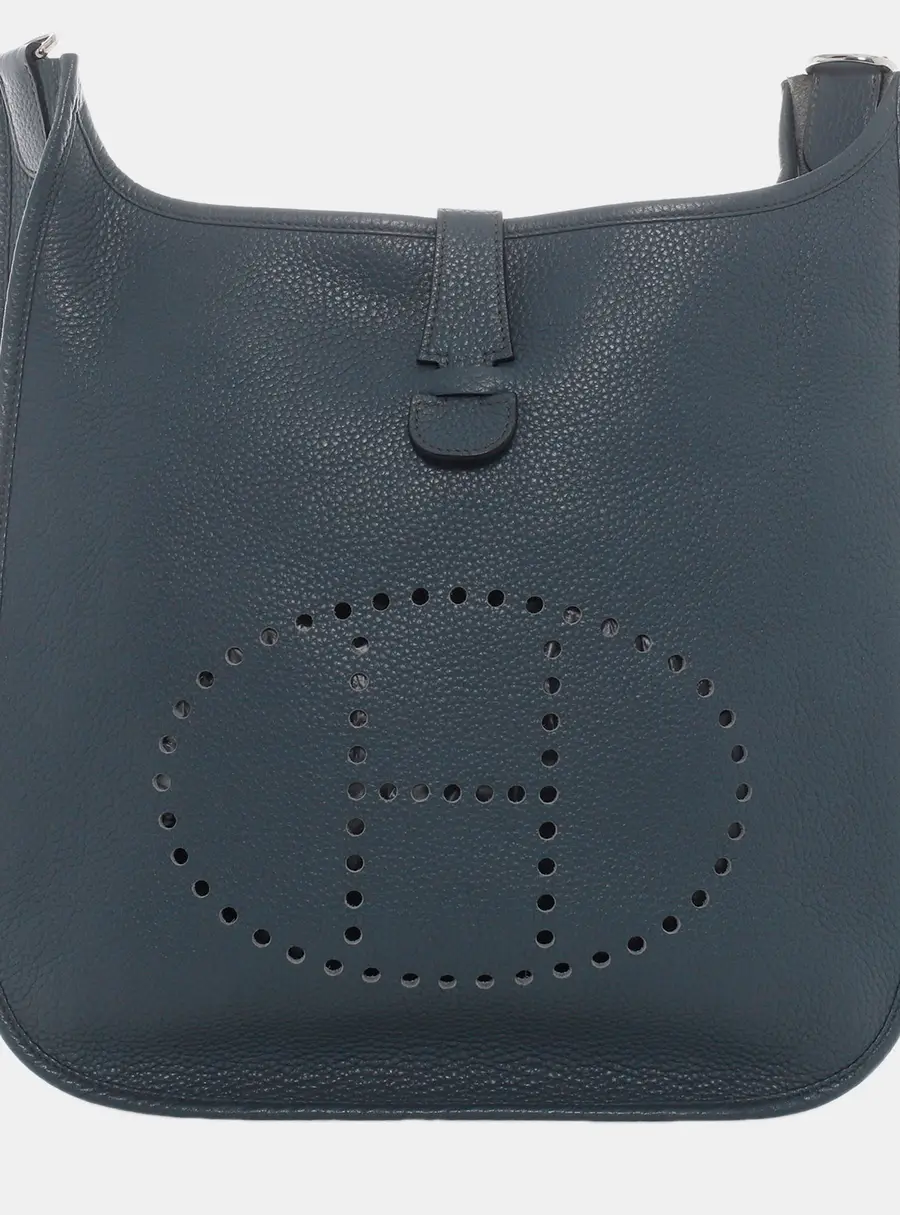 Hermes Evelyne III 33 Blue Jean Clemence Calfskin Leather Crossbody Bag