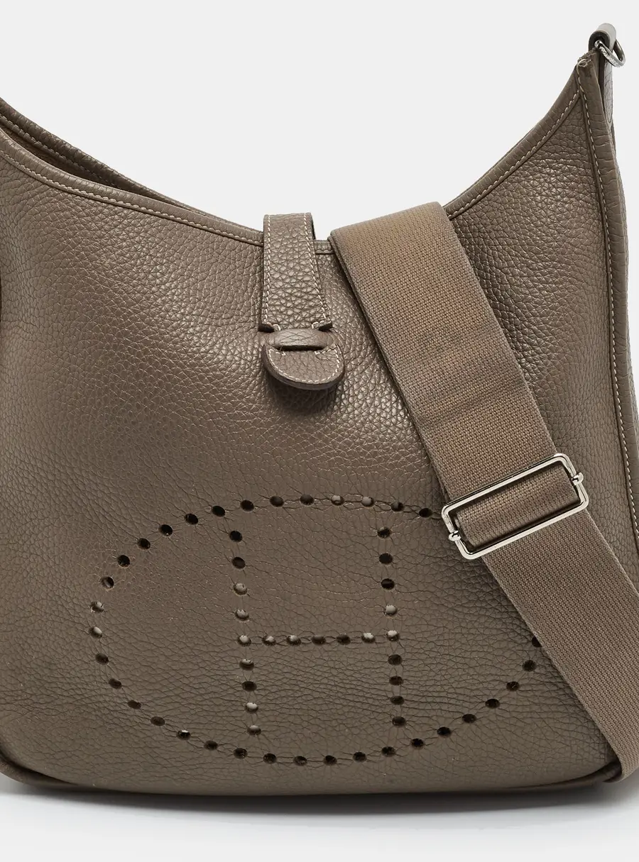 Hermes Evelyne III GM Etoupe Taurillon Clemence Leather Shoulder Bag