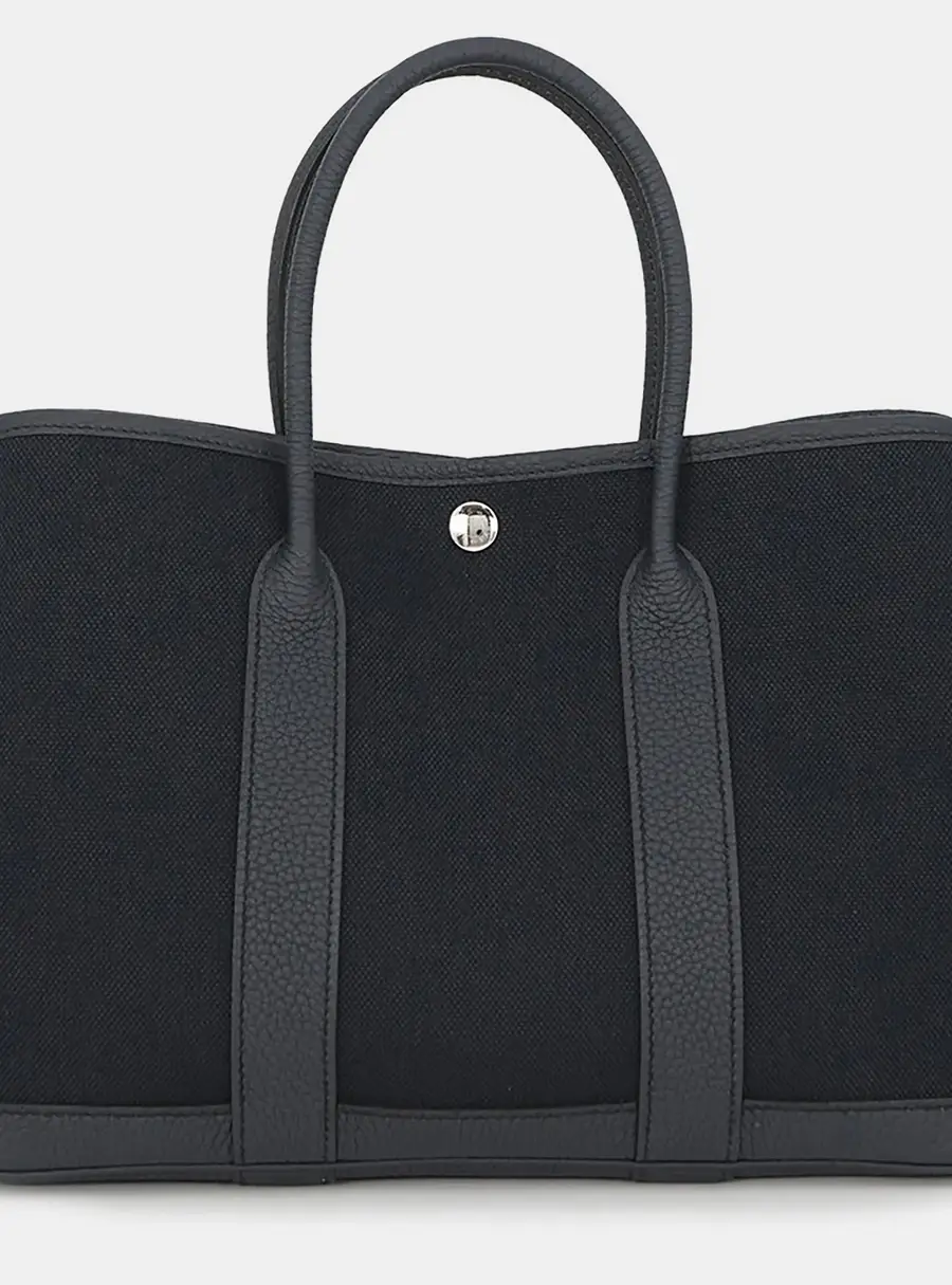 Hermes Garden Party 30 Blue Indigo Toile H Negonda Leather Tote Bag