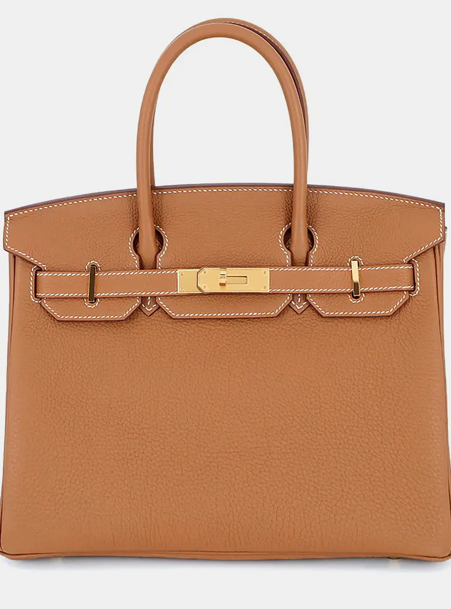 Hermes Birkin 30 Gold Togo Calfskin Leather Top Handle Bag