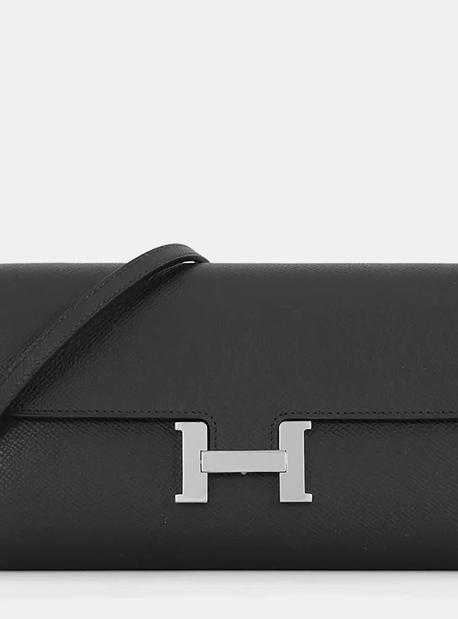 Hermes Constance To Go Black Epsom Calfskin Leather Wallet Bag