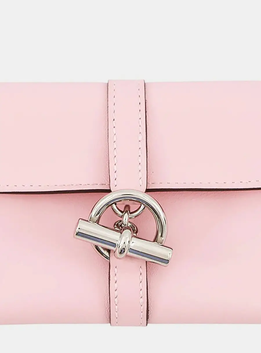 Hermes Glenan Compact Rose Sakura Swift Leather Wallet Bag