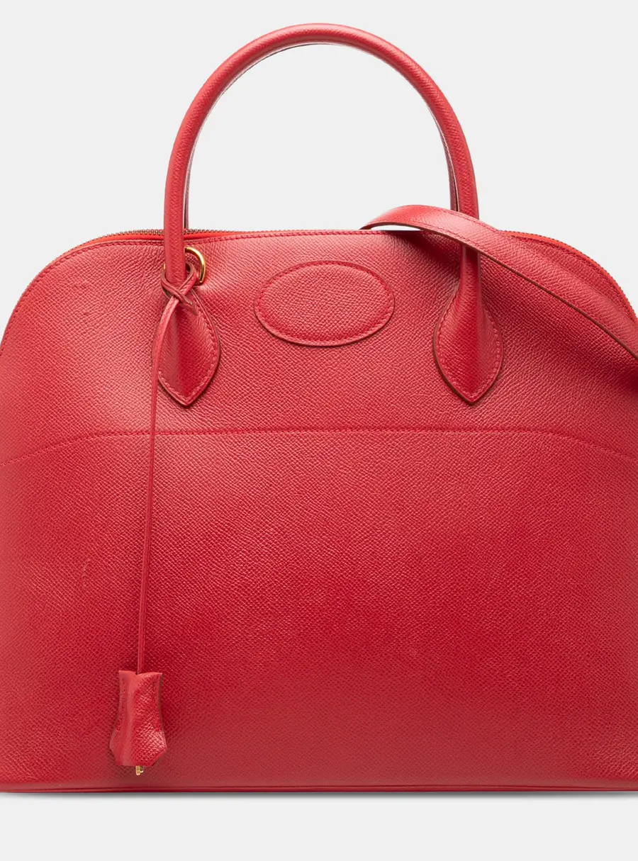 Hermes Bolide 37 Rouge Vif Courchevel Calfskin Leather Top Handle Bag