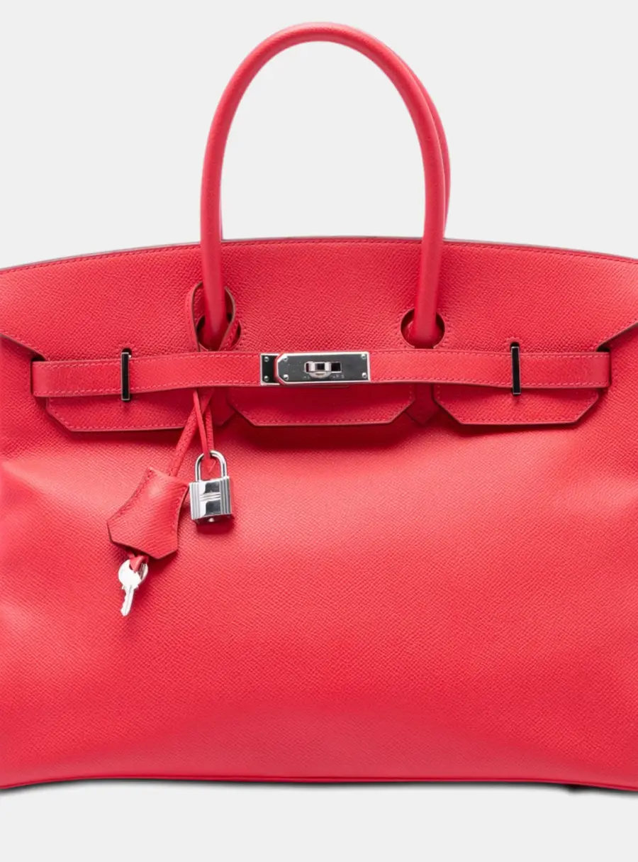 Hermes Red Hermes Birkin 35 Rouge Casaque Epsom Leather Top Handle Bag