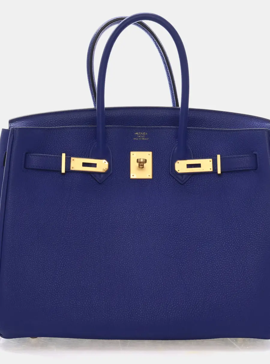 Hermes Birkin 35 Bleu Électrique Togo Calfskin Leather Top Handle Bag