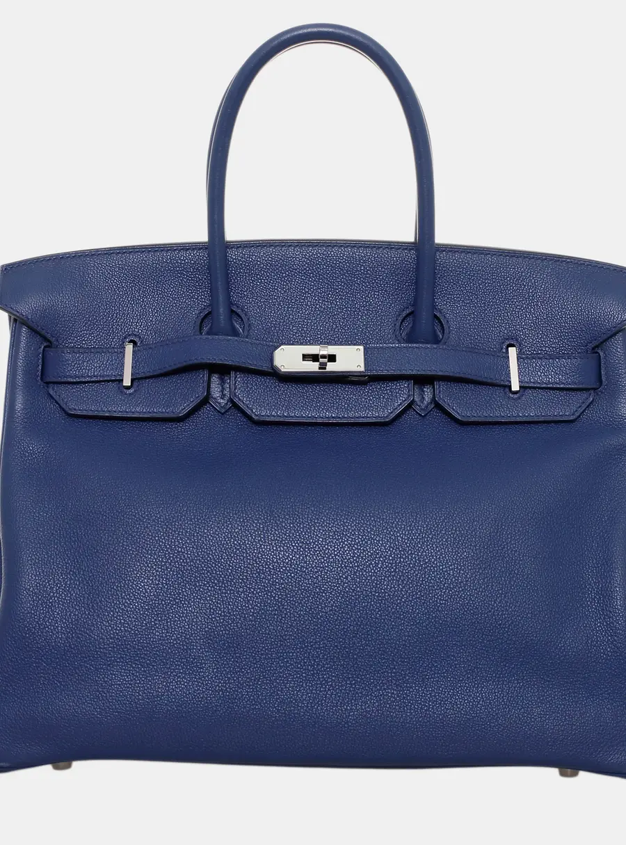 Hermes Birkin 35 Blue Togo Calfskin Leather Top Handle Bag