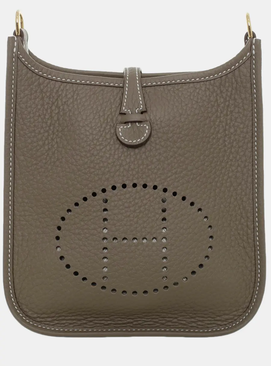 Hermes Evelyne 16 Etoupe Clemence Leather Crossbody Bag