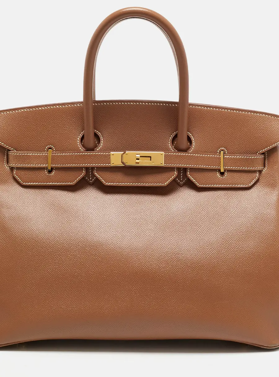 Hermes Birkin 35 Gold Finish Gold Courchevel Leather Tote