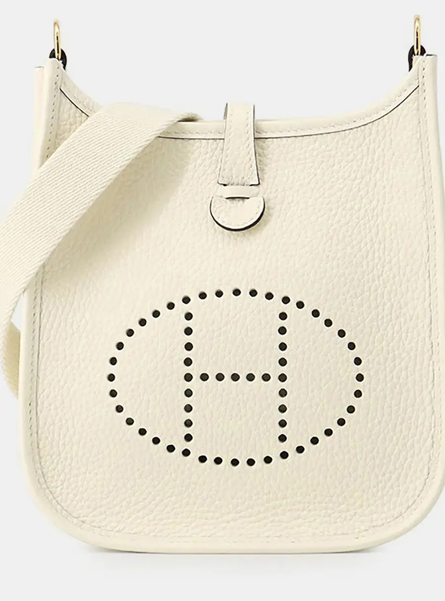Hermes Evelyne TPM White Taurillon Clemence Leather Shoulder Bag