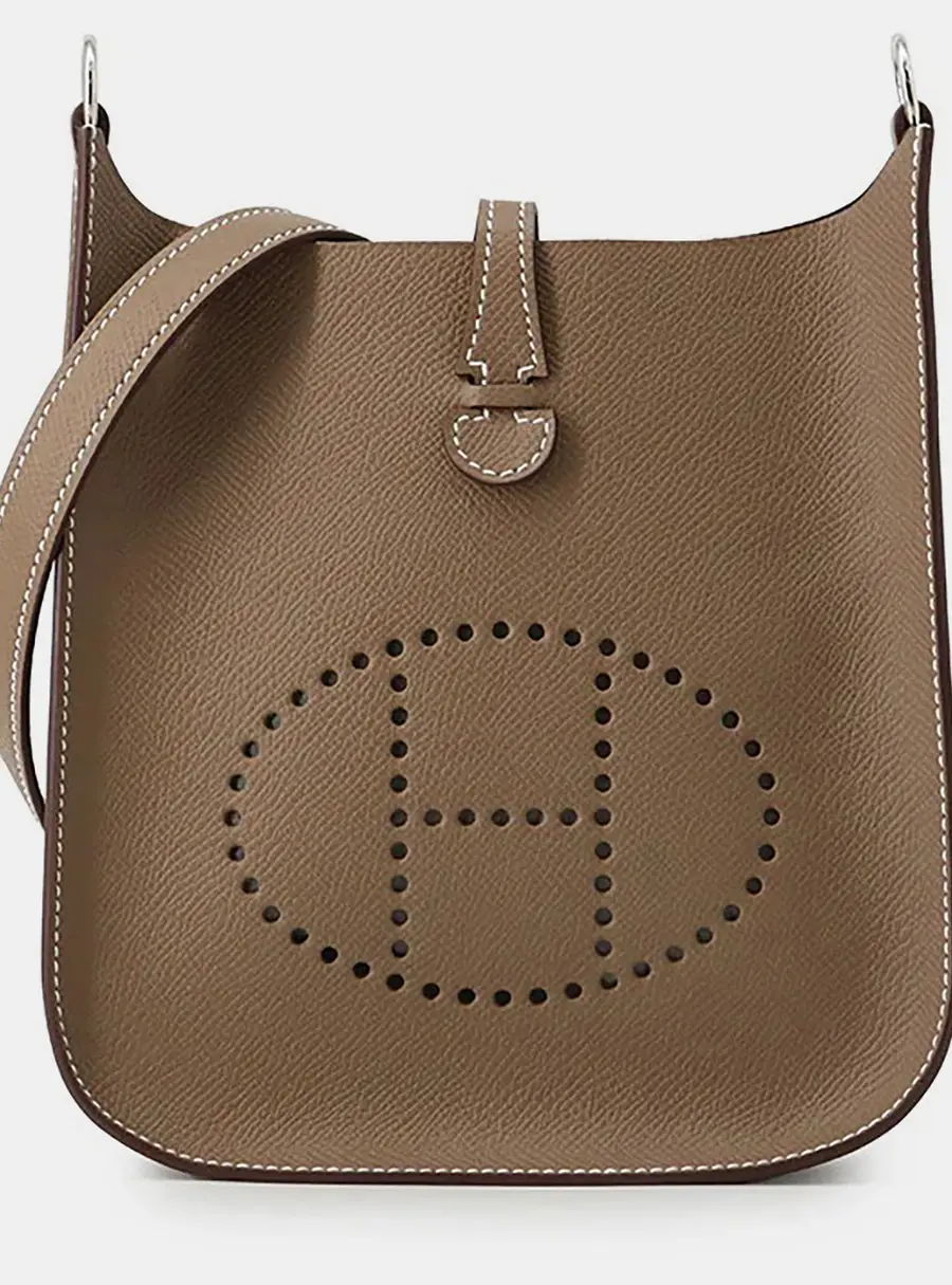 Hermes Evelyne Sellier TPM Etoupe Epsom Leather Shoulder Bag