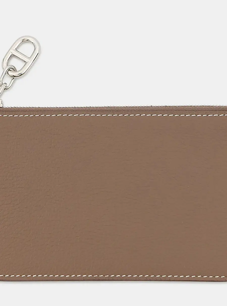 Hermes Zip Ango Etoupe Evercolor Leather Coin Purse Bag