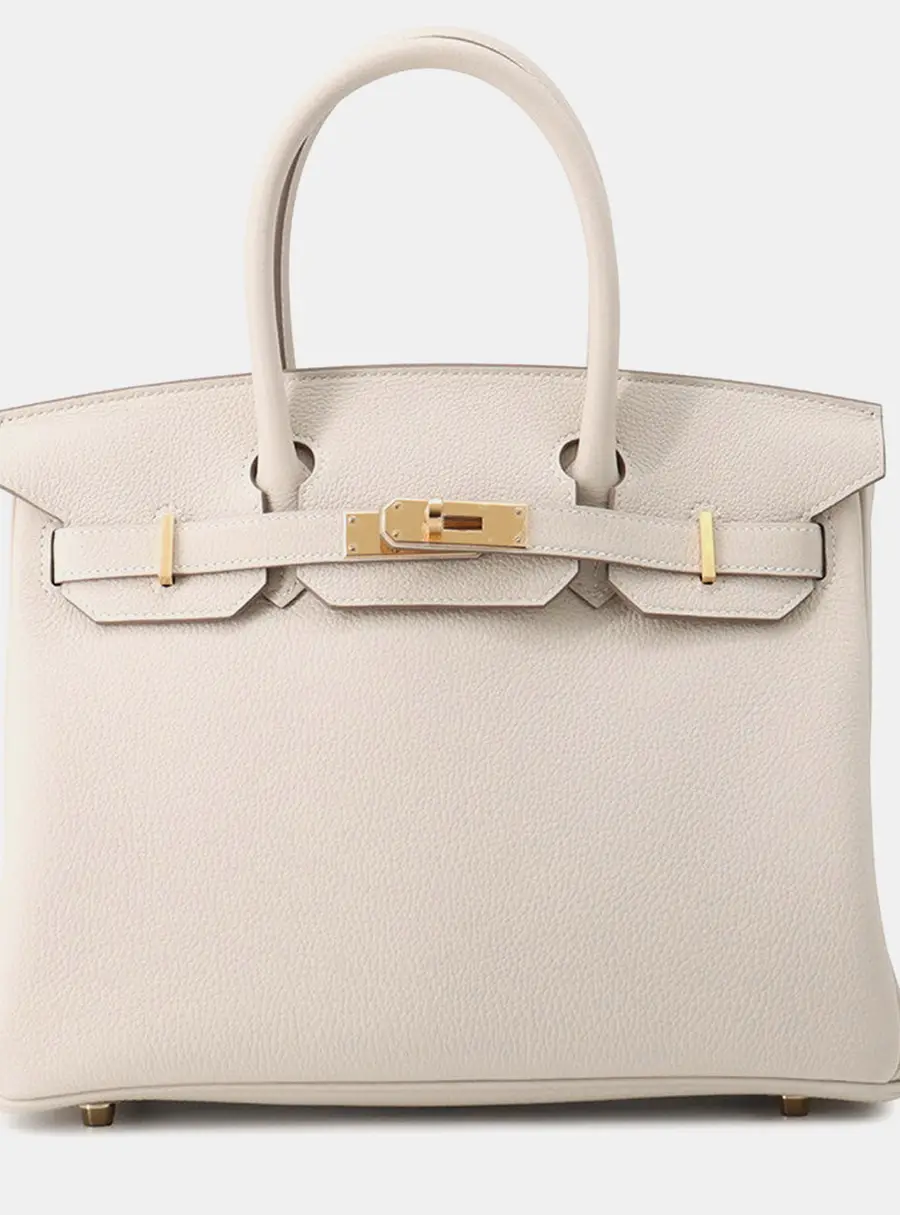 Hermes Birkin 30 Craie Togo Calfskin Leather Top Handle Bag