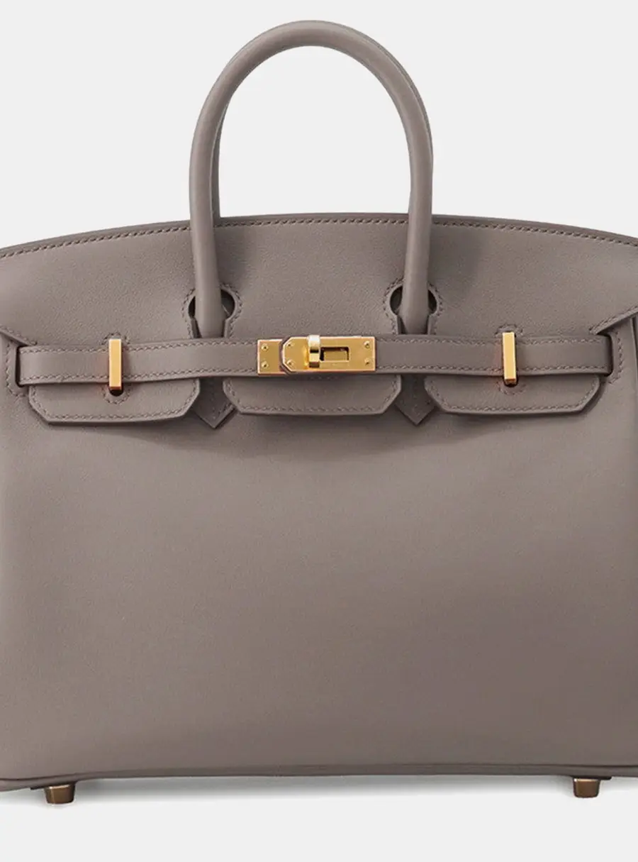 Hermes Birkin 25 Etain Swift Leather Top Handle Bag