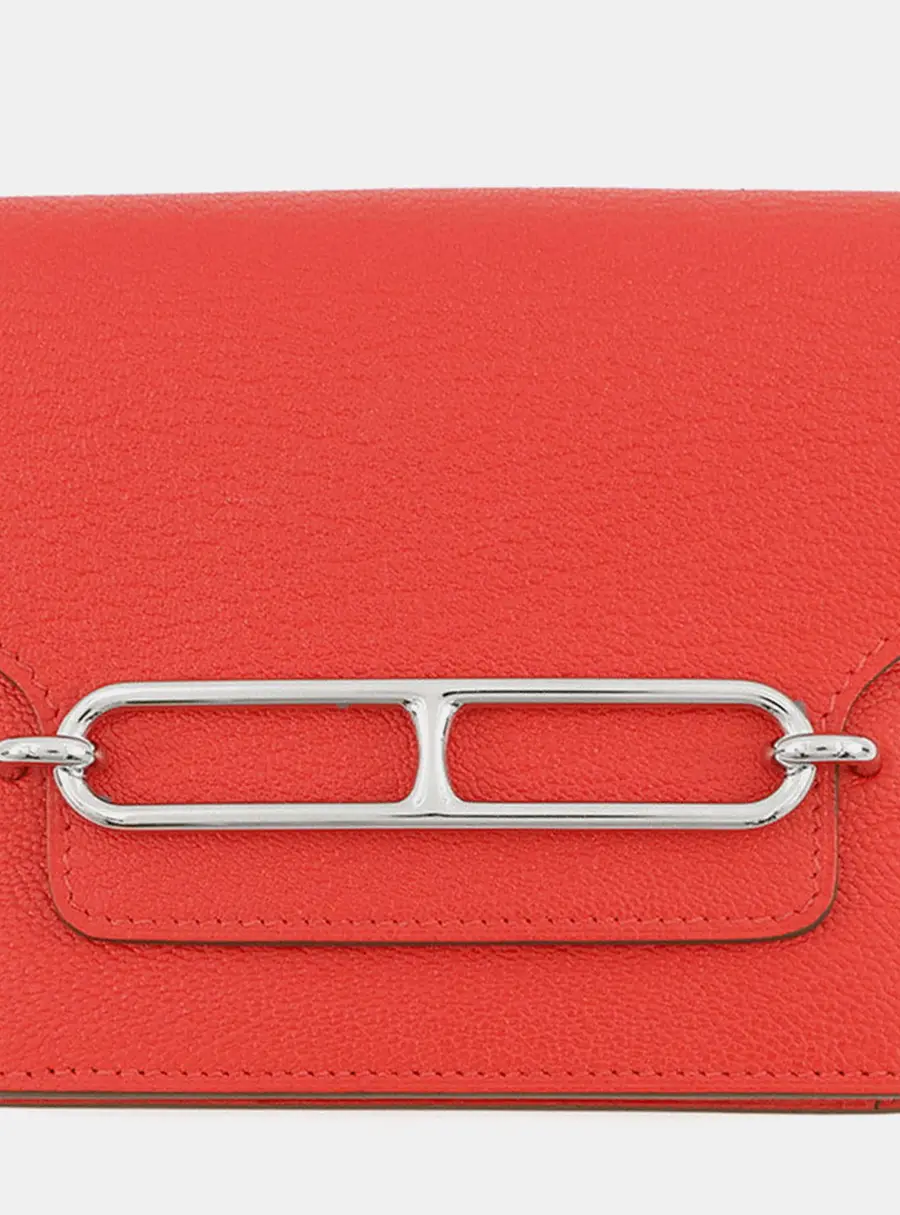 Hermes Roulis Slim Rouge Coeur Chevre Myzore Goatskin Leather Wallet Bag