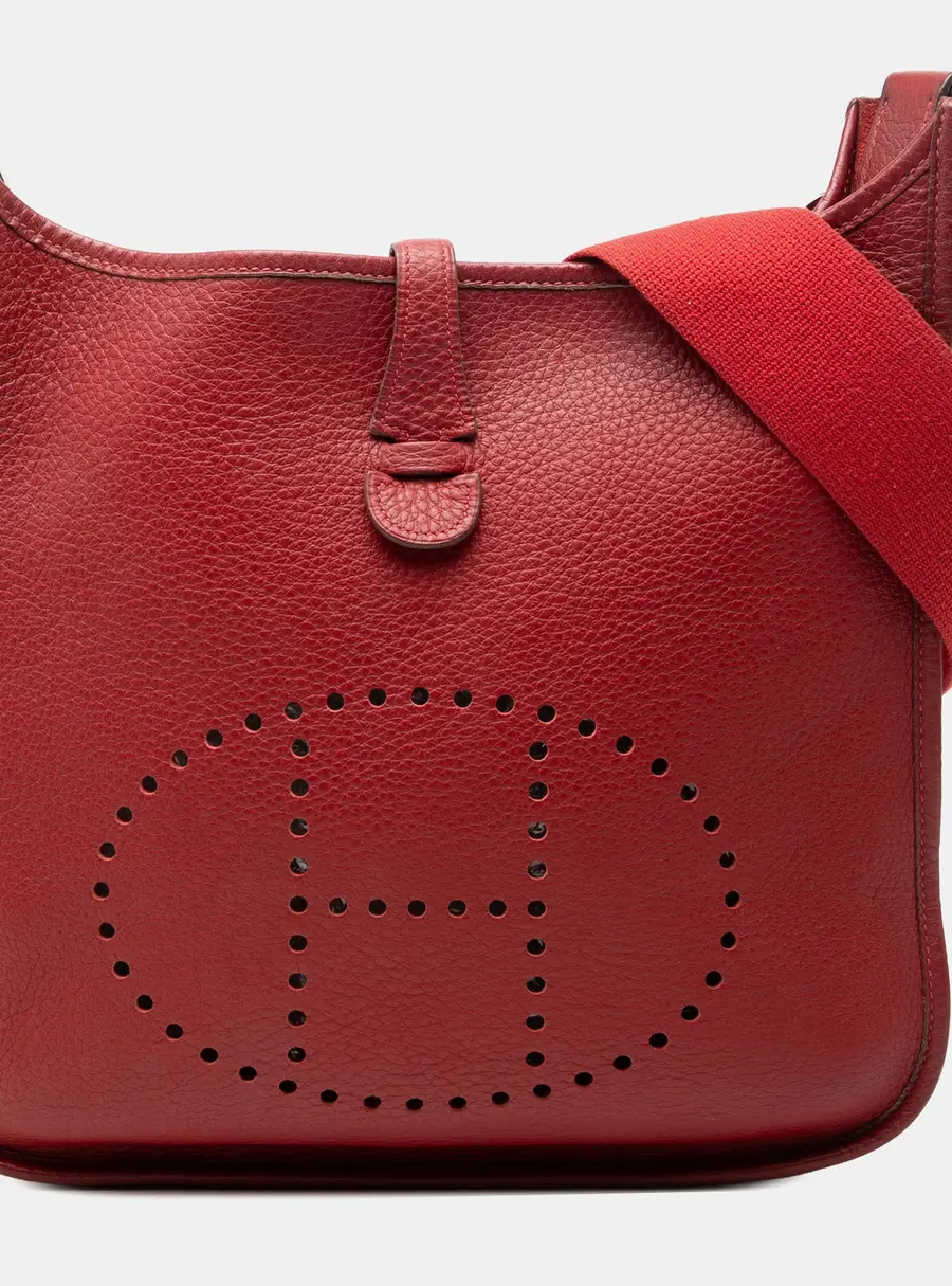 Hermes Evelyne PM Red Taurillon Clemence Leather Shoulder Bag