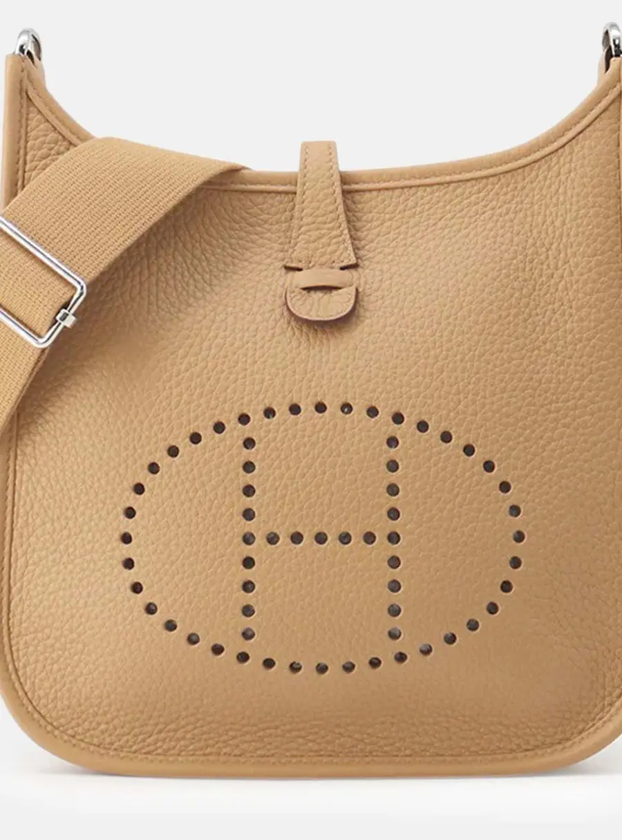 Hermes Evelyne 23 Biscuit Taurillon Clemence Leather Crossbody Bag