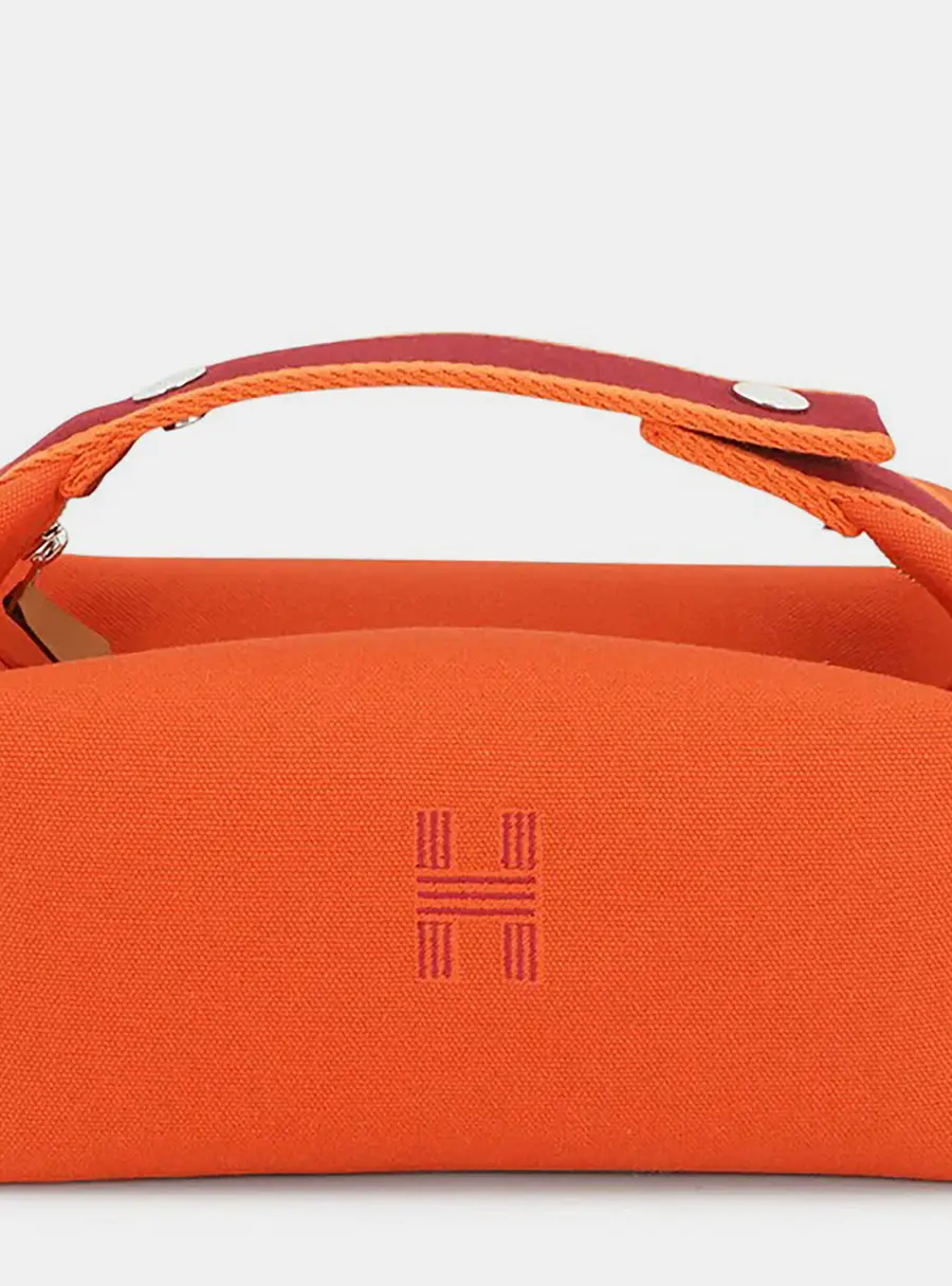 Hermes Bride a Brac PM Orange Feu Canvas Pouch Bag