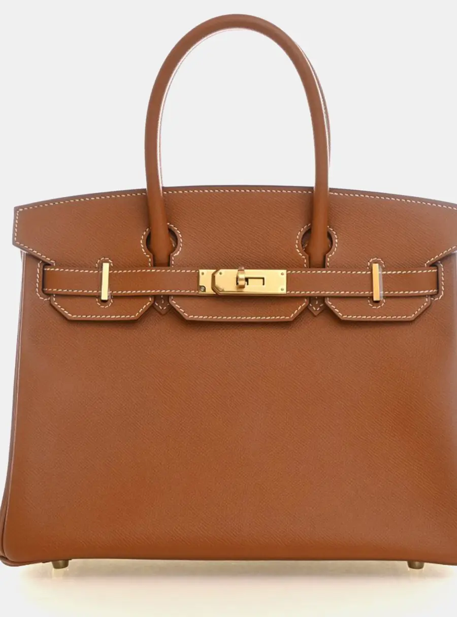 Hermes Birkin 30 Gold Epsom Calfskin Leather Top Handle Bag