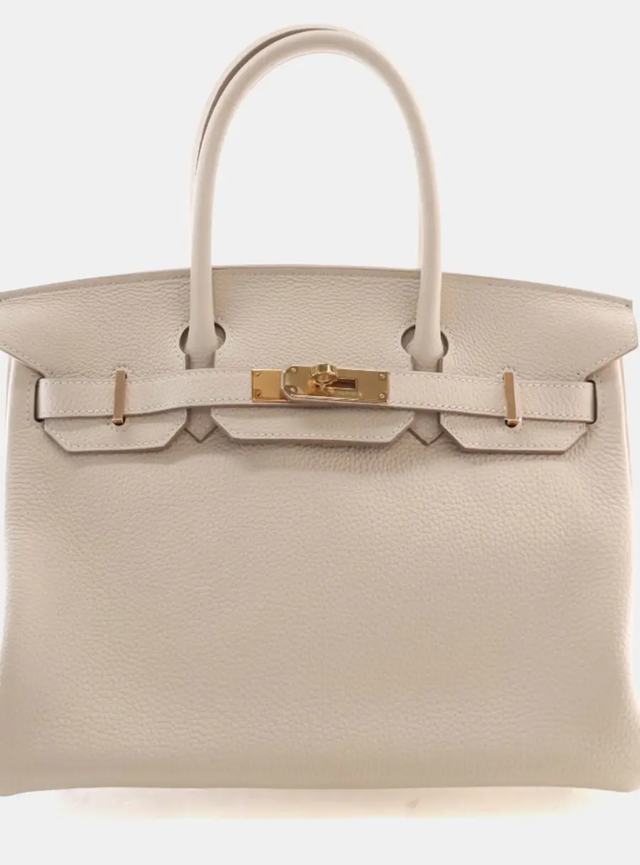 Hermes Birkin 30 Craie Togo Calfskin Leather Top Handle Bag