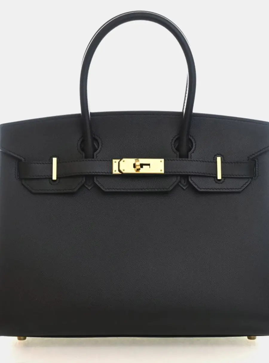 Hermes Birkin 30 Noir Veau Madame Leather Top Handle Bag