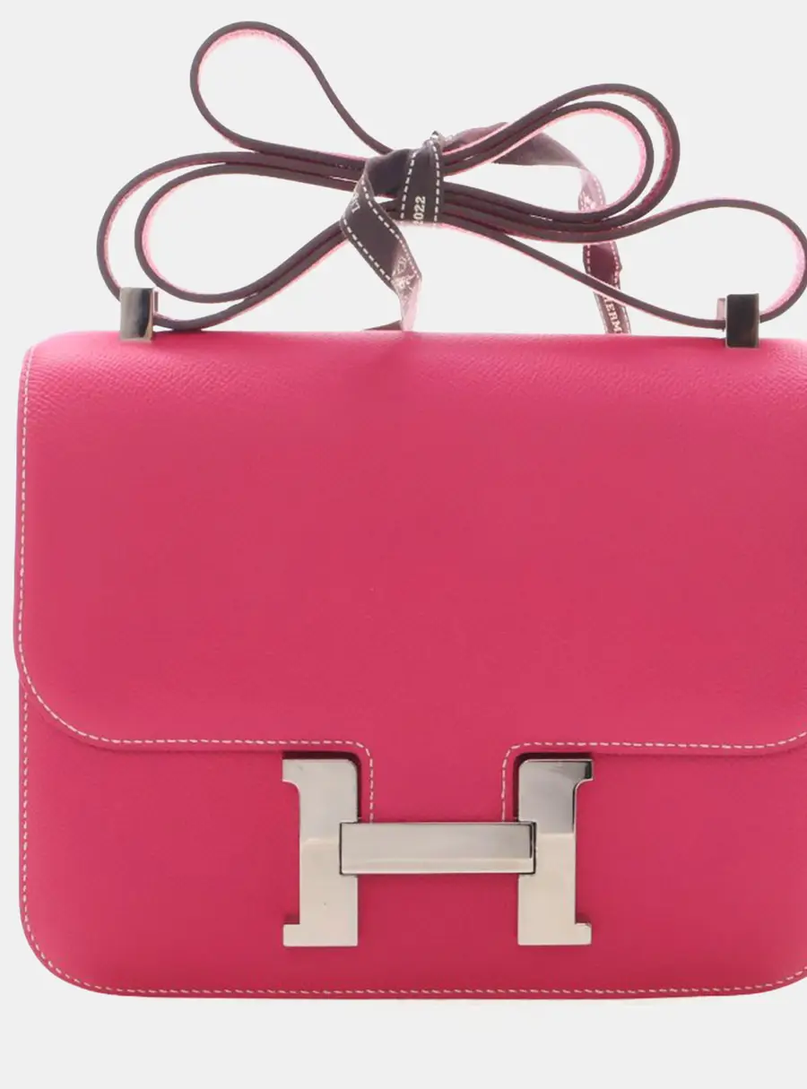 Hermes Constance 24 Rose Tyrien Epsom Calfskin Leather Shoulder Bag