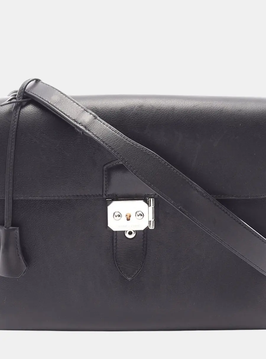 Hermes Sac a Depeches 29 Black Evergrain Calfskin Leather Messenger Bag
