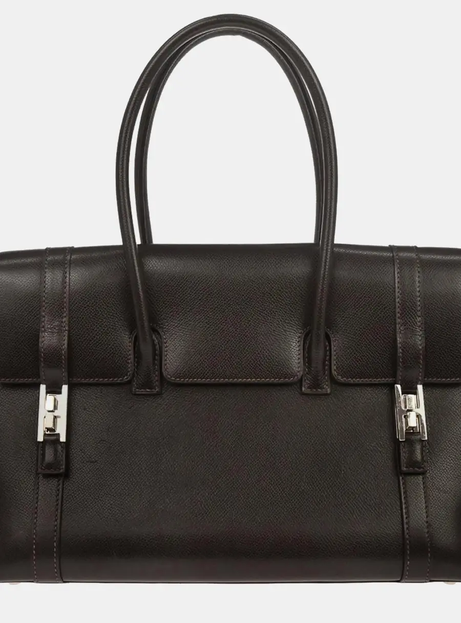 Hermes Drag II 32 Ebene Veau Grain Lisse Leather Top Handle Bag