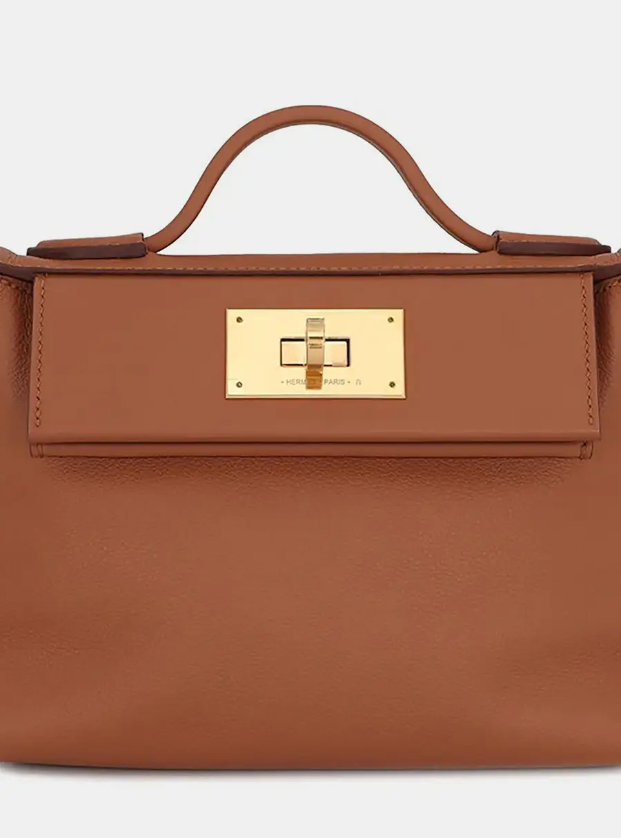 Hermes 24/24 Mini Gold Evercolor Swift Leather Top Handle Bag