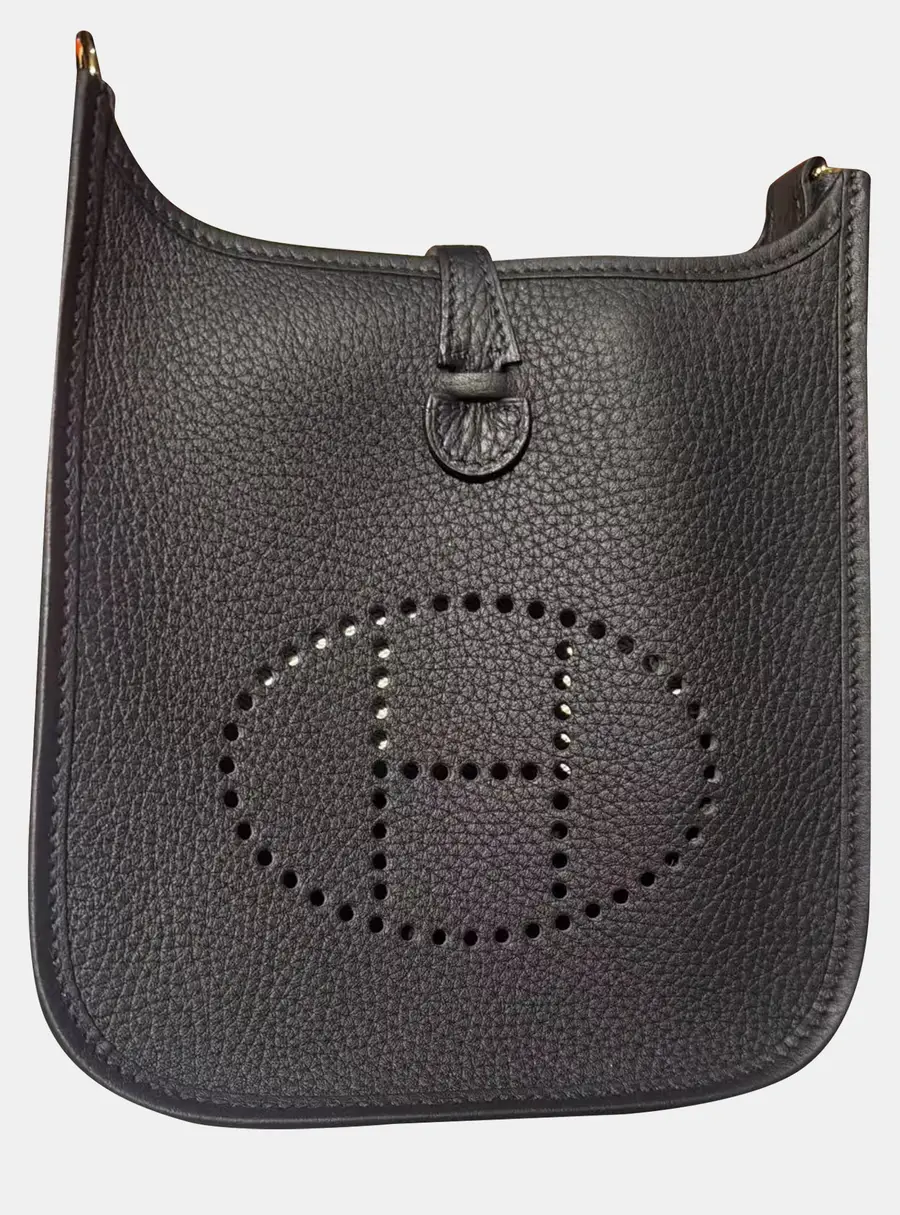 Hermes Evelyne Mini Black TC Leather Shoulder Bag