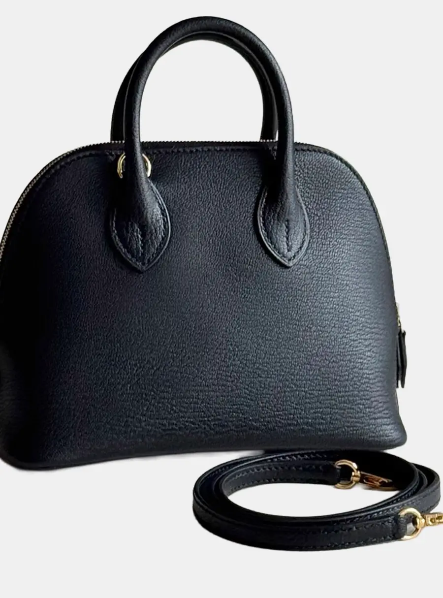 Hermes Mini Bolide Black Chevre Leather Top Handle Bag