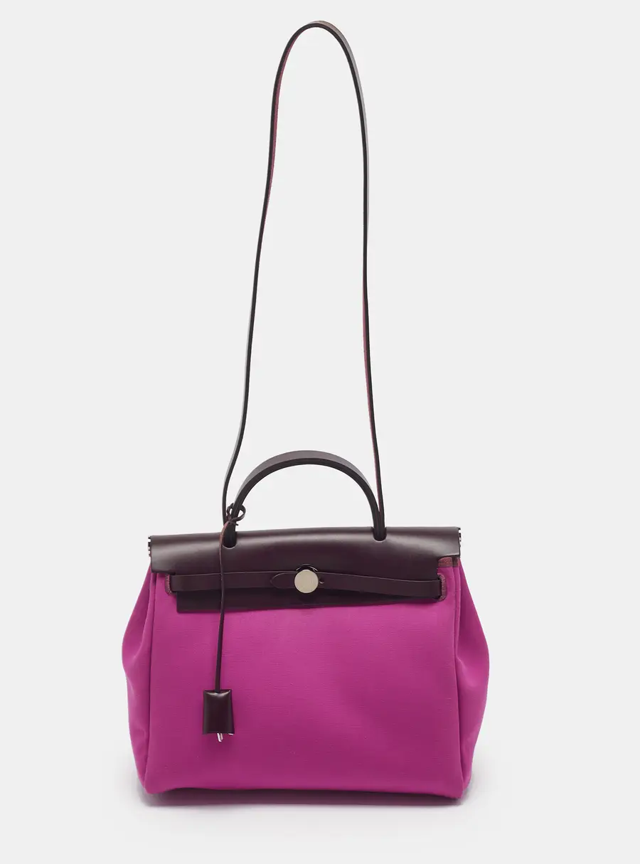 Herm&egrave;s Herbag Zip 31 Rose Pourpre/Dune/Rouge Sellier Toile and Vache Hunter Top Handle Bag