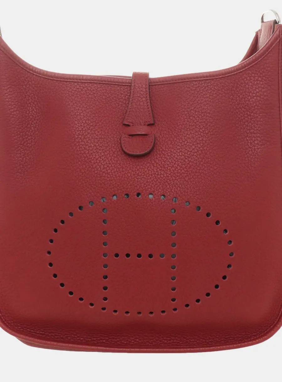Hermes Evelyne PM Red Taurillon Clemence Leather Shoulder Bag