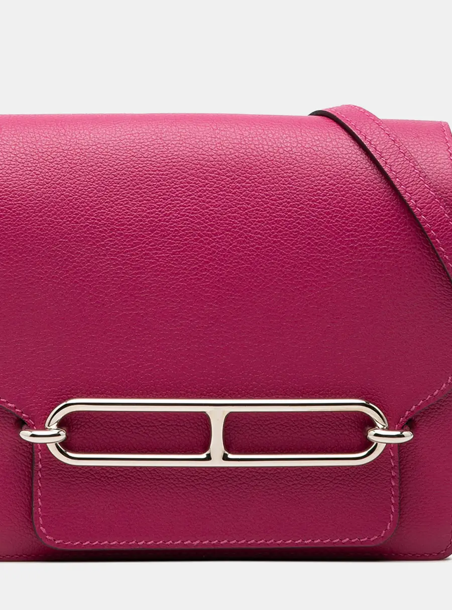 Hermes Mini Sac Roulis 18 Rose Pourpre Evercolor Leather Shoulder Bag