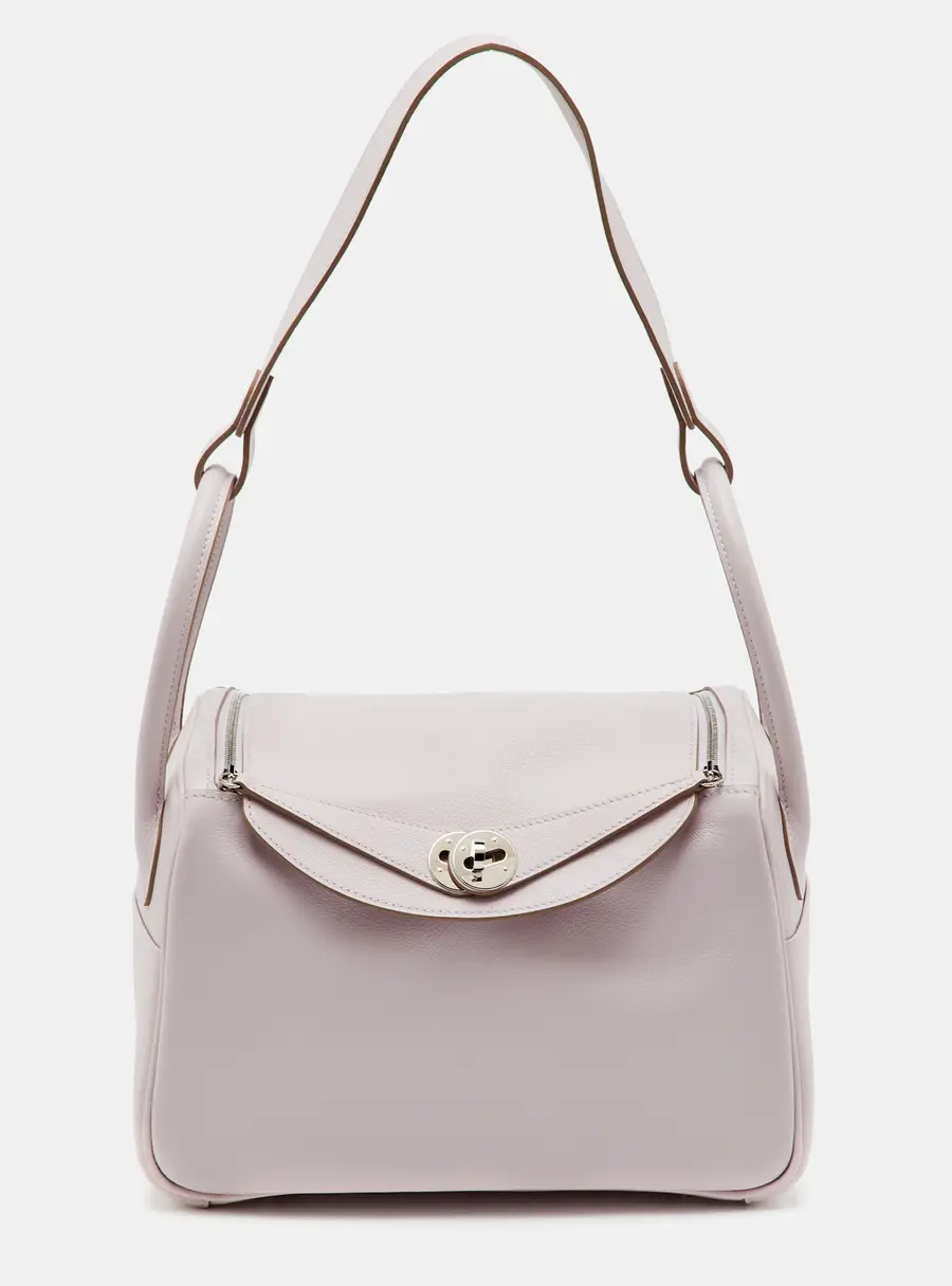 Hermes Lindy 26 Palladium Finish Mauve Pale/Nata Swift Leather Shoulder Bag