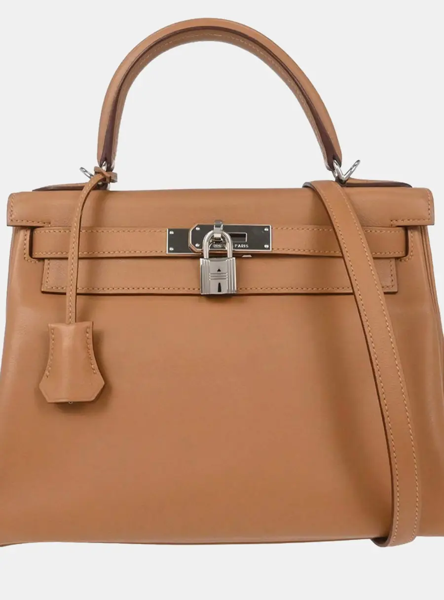 Hermes Kelly 28 Biscuit Swift Leather Retourne Top Handle Bag