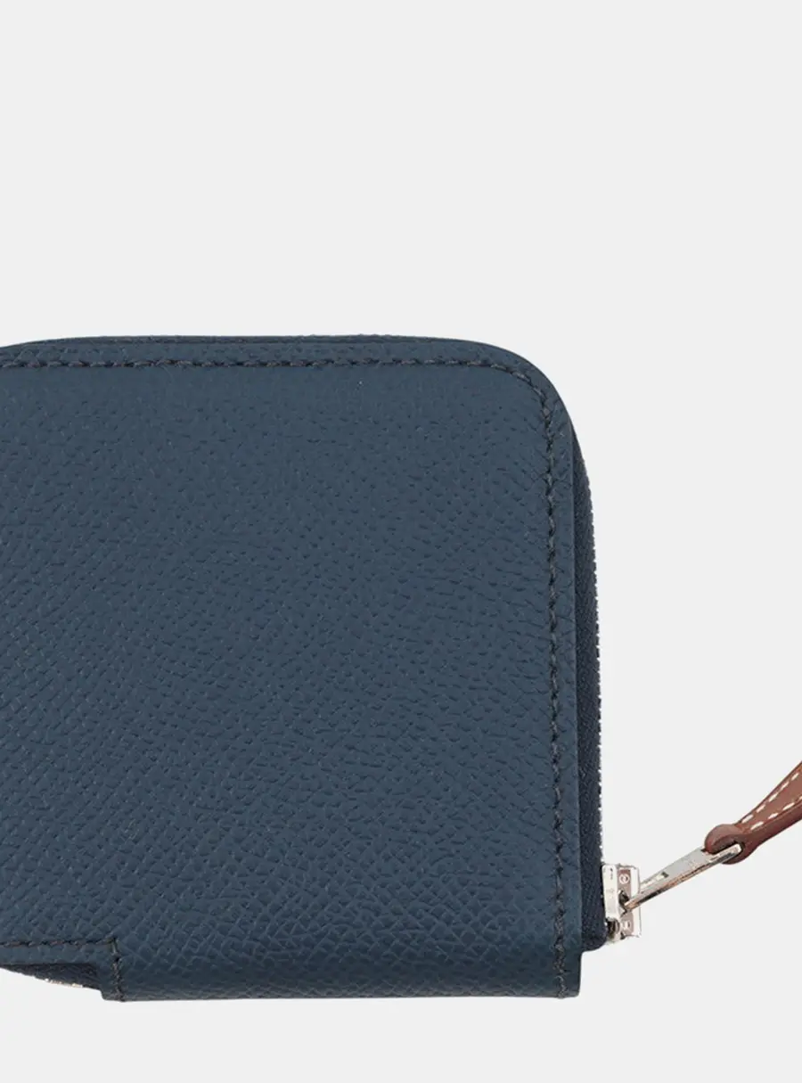 Hermes Azap Compact Blue De Prusse Epsom Leather Coin Purse