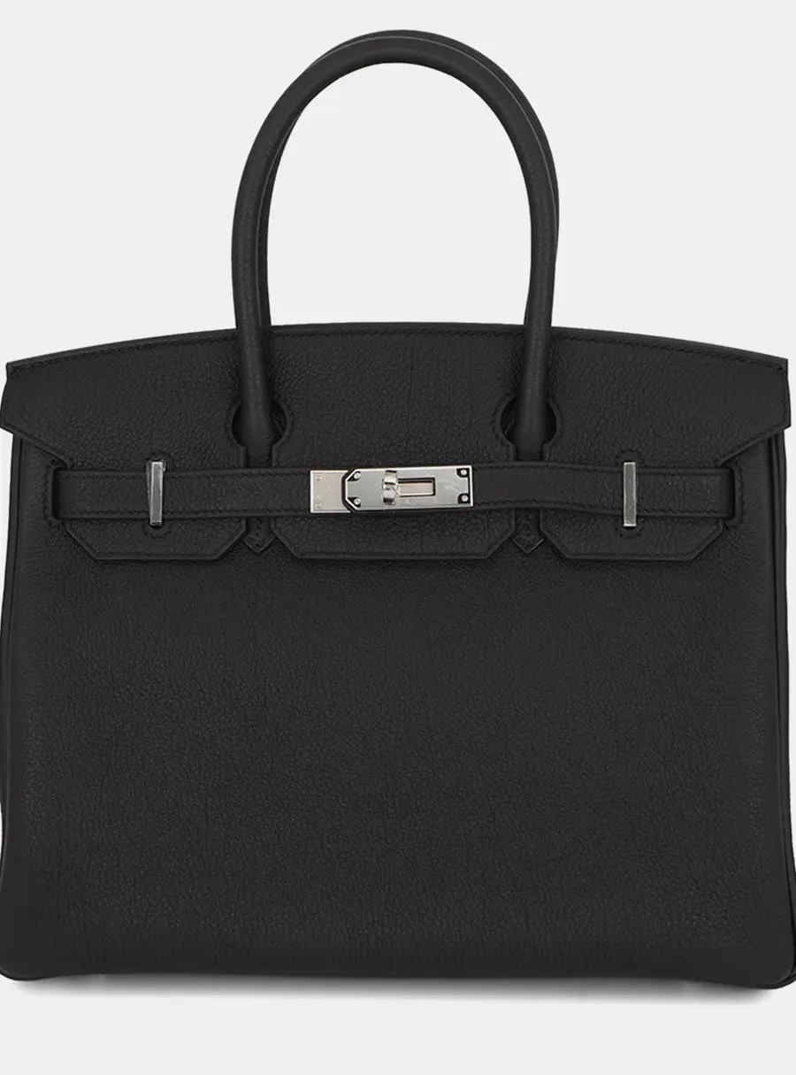Hermes Birkin 30 Black Togo Calfskin Leather Top Handle Bag